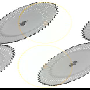 Minton Gold Crocus Pair of Gilt Porcelain Platters Set of 2 1950s: Minton Gold Crocus Pair of Gilt Porcelain Platters Set of 2 1950s This impressive pair of large serving platters by Minton showcases the exquisite "Gold Crocus" pattern, a hallmark of mid-20th century