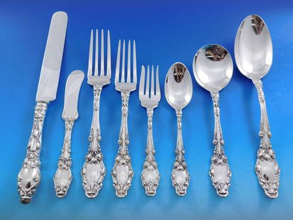 Gorham Virginiana Sterling Silver Flatware Set for 6 48 Pieces Art Nouveau: Gorham Virginiana Sterling Silver Flatware Set for 6 48 Pieces Art Nouveau Introducing the Virginiana by Gorham Sterling Silver Flatware Set, a stunning collection that embodies the elegance of the Ar
