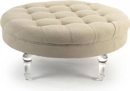 Zentique Adalene Ottoman Cream Linen 17H 40.5W 40.5D Transitional Style: Zentique Adalene Ottoman Cream Linen 17H 40.5W 40.5D Transitional Style Enhance your living space with the Sophisticated Adalene Ottoman, designed in a chic cream linen finish. This versatile pouf cha