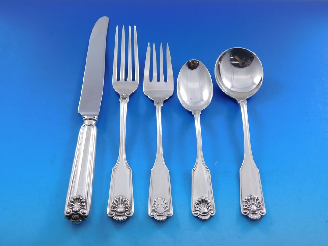 Frank Smith Fiddle Shell Sterling Silver Flatware Set 54 Pieces Service for 8: Frank Smith Fiddle Shell Sterling Silver Flatware Set 54 Pieces Service for 8 Introducing the exquisite Fiddle Shell flatware set by Frank Smith, crafted from sterling silver. This elegant set is desi