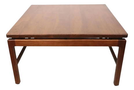 Mid Century Gunlocke Floating Top Walnut Coffee Table 29.5" x 29.5" x 16": Mid Century Gunlocke Floating Top Walnut Coffee Table 29.5" x 29.5" x 16" This Architectural Mid Century Floating Top Coffee Table by Gunlocke features a classic design with a solid walnut square top