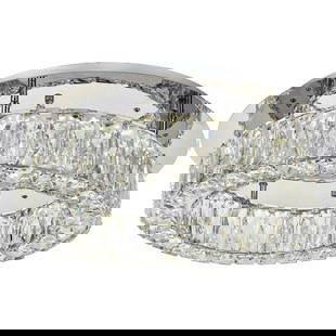 Monroe 17.7 Inch Chrome Crystal LED Flush Mount Chandelier: Monroe 17.7 Inch Chrome Crystal LED Flush Mount Chandelier Enhance your living space with this elegant 17.7-inch Chrome Flush Mount Ceiling Light from the Monroe collection. Designed for modern interi