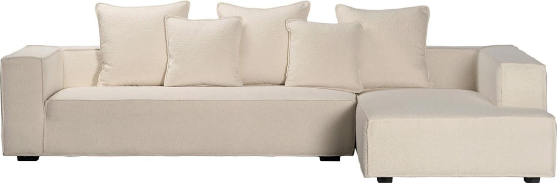 Cream Polyester Upholstered Chaise Sectional Sofa 25H 118W 79D: Cream Polyester Upholstered Chaise Sectional Sofa 25H 118W 79D Introducing the Cream Upholstered Sharon Sectional Sofa, a stylish addition to your living space. This chaise sectional features a plush