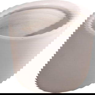 Architectural Pottery Large White Ceramic Planter 14.75" x 14.75" x 11.75": Architectural Pottery Large White Ceramic Planter 14.75" x 14.75" x 11.75" Large cylindrical ceramic planter, in white glaze, bears marking on verso ( 90 12 ? ). The planter is in very good original c
