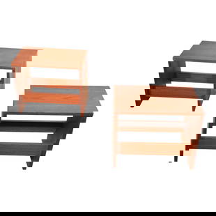 Danish Mid Century Modern Teak End Tables Pair 1960s 1970s: Danish Mid Century Modern Teak End Tables Pair 1960s 1970s This pair of diminutive Danish mid-century modern end tables, crafted in Denmark circa the 1960s to 1970s, showcases a chic architectural des