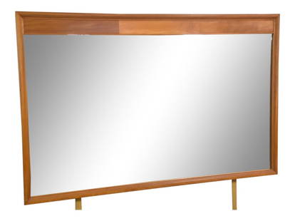 Mid Century Modern Bleached Mahogany Mirror 57.75 x 37 Tan: Mid Century Modern Bleached Mahogany Mirror 57.75 x 37 Tan A mid century modern bleached mahogany mirror. No chips or cracks. Depth: 2.0. Width: 57.75. Height: 37.0. Color: Tan. Material: Mahogany/Map