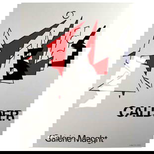Vintage Alexander Calder Galerie Maeght Poster Stabiles 19.5 x 25.75 Red: Vintage Alexander Calder Galerie Maeght Poster Stabiles 19.5 x 25.75 Red This vintage Galerie Maeght poster features the iconic work "Stabiles" by Alexander Calder. The poster showcases a vibrant red