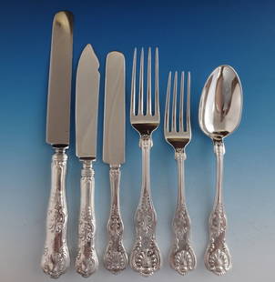 Dominick & Haff King Sterling Silver Flatware Set 144 Pieces Shell Motif: Dominick & Haff King Sterling Silver Flatware Set 144 Pieces Shell Motif Experience the elegance of the King pattern by Dominick & Haff with this monumental sterling silver flatware set. Comprising 14