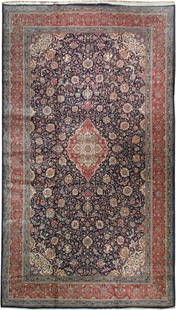 Handcrafted 12.5' x 20.9' Navy Blue Persian Area Rug: Handcrafted 12.5' x 20.9' Navy Blue Persian Area Rug Discover the elegance of this handcrafted 12.5' x 20.9' Navy Blue Persian Fine Quality Large Rug. Meticulously woven by skilled Persian artisans, t