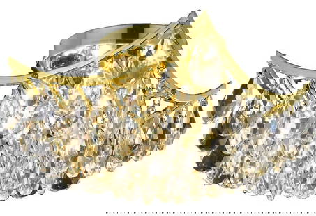 Gold Crystal Flush Mount Chandelier 4-Light CLARA Model: Gold Crystal Flush Mount Chandelier 4-Light CLARA Model Illuminate your space with this stunning Crystal Flush Mount Chandelier featuring a modern design that fits perfectly in a variety of rooms incl