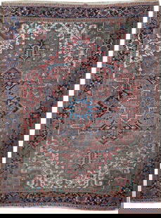 9x12 Antique Handmade Persian Heriz Rug 100% Wool Rich Colors: 9x12 Antique Handmade Persian Heriz Rug 100% Wool Rich Colors Transform your living space with the stunning 9 x 12 Antique Handmade Persian Heriz Rug, a masterpiece of traditional craftsmanship. Handc