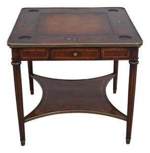 Leather Top Games Table with Inlay: Leather Top Games Table with Inlay Enhance your game nights with this Theodore Alexander leather top games table, showcasing stunning inlaid details and quality construction. Crafted approximately 20