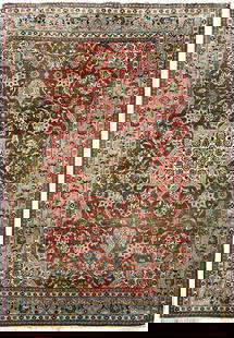 1970s Persian Tabriz Wool Rug 7' x 10' Semi-Antique: 1970s Persian Tabriz Wool Rug 7' x 10' Semi-Antique Enhance your living space with this exquisite 7 x 10 semi-antique Persian Tabriz wool rug from the 1970s. Crafted with intricate designs typical of