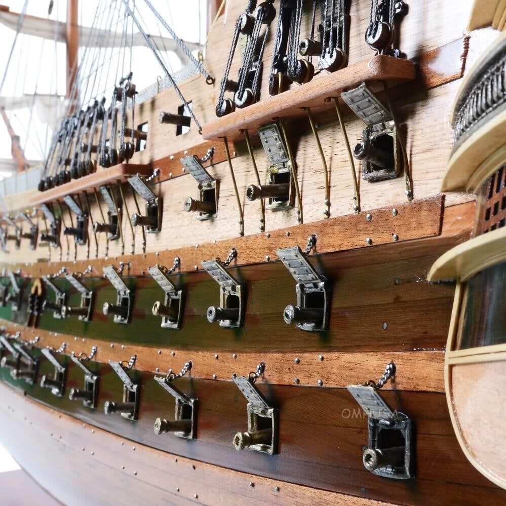 Handmade Extra Large HMS Victory Display Case with Dark Mahogany Finish: Handmade Extra Large HMS Victory Display Case with Dark Mahogany Finish Showcase maritime elegance with this exquisite HMS display case, crafted from dark mahogany and featuring brass and chrome fitti