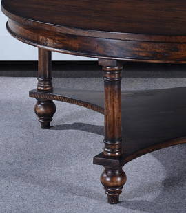 Distressed Solid Wood Coffee Table Dark Rustic Pecan: Distressed Solid Wood Coffee Table Dark Rustic Pecan Introducing a beautifully crafted round coffee table, made from solid wood in a stunning dark rustic pecan finish. This new item features a vintage
