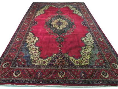 10 x 15.9 ft Semi-Antique Persian Tabriz Rug Artisan Design: 10 x 15.9 ft Semi-Antique Persian Tabriz Rug Artisan Design Enhance your living space with this stunning semi-antique Persian Tabriz rug, featuring intricate designs and vibrant colors that exemplify