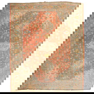 Circa 1910 Orange Peel Turkish Oushak Carpet, Hand-Woven Wool, 10'4" x 13'7": Circa 1910 Orange Peel Turkish Oushak Carpet, Hand-Woven Wool, 10'4" x 13'7" This exquisite Orange Peel Antique Turkish Oushak Carpet, dating back to circa 1910, features a traditional medallion and b