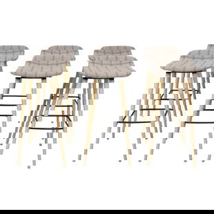 Set of 6 Modern Bar Stools Upholstered Gray Eames Design: Set of 6 Modern Bar Stools Upholstered Gray Eames Design This set of 6 modern bar counter chair stools showcases quality construction and a stylish design reminiscent of Charles Eames. Each stool feat
