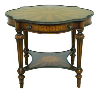 Theodore Alexander Inlaid 2 Drawer Center Table 38.5x38.5x30.5: Theodore Alexander Inlaid 2 Drawer Center Table 38.5x38.5x30.5 This Theodore Alexander Highly Inlaid Center Table is a remarkable piece, showcasing exquisite craftsmanship and design. Approximately 10
