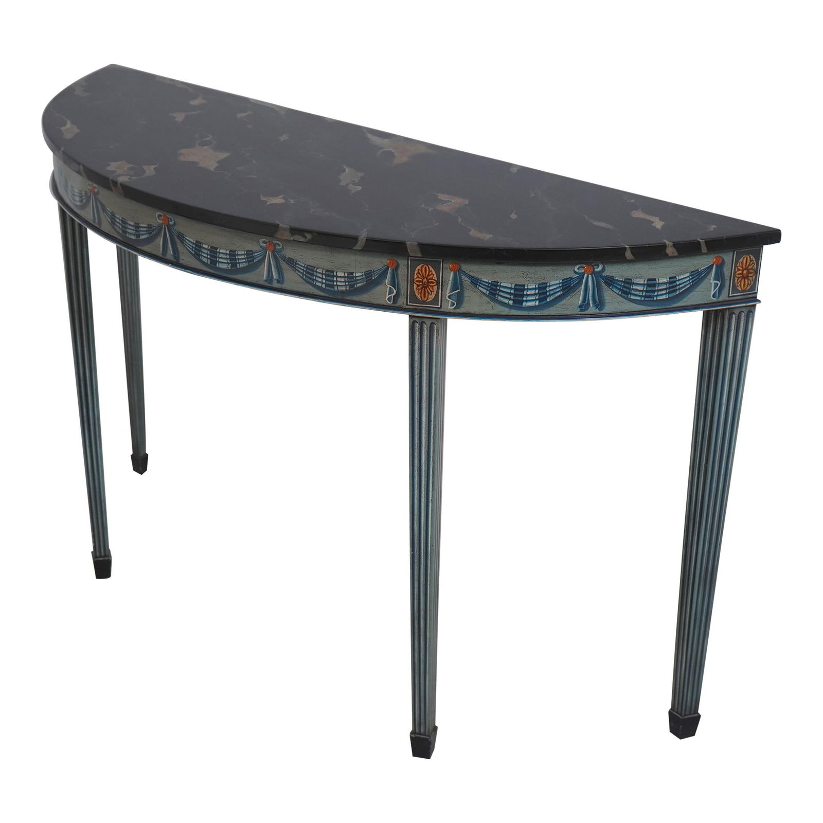 Maitland Smith Adams-Style Console Table 50 x 17 x 29.5 Blue Hand-Painted Faux Marble: Maitland Smith Adams-Style Console Table 50 x 17 x 29.5 Blue Hand-Painted Faux Marble This stunning Maitland Smith Adams-style console table features a gorgeous hand-painted finish that showcases intr
