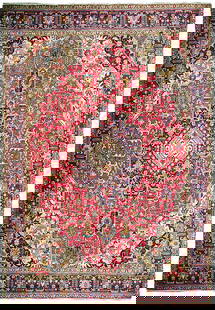 9.9' x 13.2' Red Semi Antique Persian Tabriz Handmade Rug: 9.9' x 13.2' Red Semi Antique Persian Tabriz Handmade Rug Enhance your space with this exquisite 9.9' x 13.2' Red Semi Antique Persian Tabriz Rug, handcrafted by skilled artisans in Tabriz, Iran. Boas