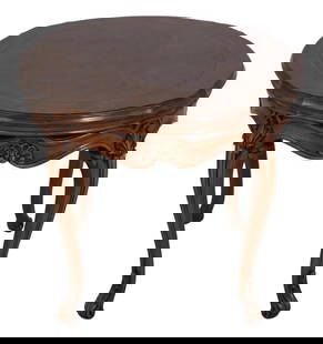 Karges Rococo Burl Walnut Round Lamp Table 28 x 28 x 24: Karges Rococo Burl Walnut Round Lamp Table 28 x 28 x 24 This exquisite Karges round lamp table features fine carved details and high-quality construction, embodying the elegance of Rococo Venetian sty