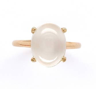 14k Yellow Gold Vintage 3.62ct Oval Cat's Eye Moonstone Ring GIA Certified: 14k Yellow Gold Vintage 3.62ct Oval Cat's Eye Moonstone Ring GIA Certified This stunning vintage ring features a 14k yellow gold setting and showcases a 3.62 carat oval cat's eye genuine natural moons
