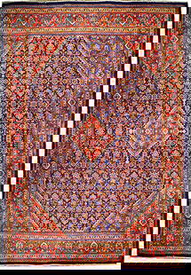10' x 13'2" Navy Blue Mahal Bijar Herati Persian Tabriz Rug Handmade: 10' x 13'2" Navy Blue Mahal Bijar Herati Persian Tabriz Rug Handmade Indulge in the timeless elegance of the 10' x 13' 2" Navy Blue Mahal Bijar Herati Persian Tabriz Rug. Handcrafted by skilled Persia