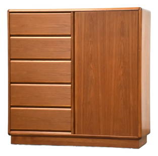 1960s Danish Modern Teak Dresser Armoire by Brouer Mobelfabrik 46x18x46: 1960s Danish Modern Teak Dresser Armoire by Brouer Mobelfabrik 46x18x46 This stunning mid-century modern teak armoire dresser, crafted by Brouer Mobelfabrik in Denmark, showcases the elegance and func