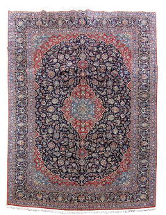 10' x 12'8" Handmade Multi-Color Persian Kashan Rug: 10' x 12'8" Handmade Multi-Color Persian Kashan Rug Elevate your home decor with this exquisite 10' x 12' 8" Multi-Color Handmade Persian Kashan Rug. Crafted by skilled Persian artisans, this rug show