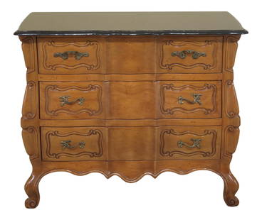 French Louis XV Style 3 Drawer Commode with Granite Top 41 x 34 x 23: French Louis XV Style 3 Drawer Commode with Granite Top 41 x 34 x 23 This exquisite French Louis XV style chest or commode showcases a beautiful granite top and features elegant bombe' curved sides. I