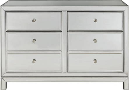 Elegant Lighting Modern Solid Wood Dresser 6 Drawers  Silver Finish 32H 48W 18D: Elegant Lighting Modern Solid Wood Dresser 6 Drawers Silver Finish 32H 48W 18D Enhance your living space with this Modern Style Solid Wood Dresser, featuring a sleek design and six spacious drawers fo