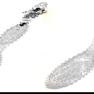 Edwardian Sterling Silver Cut Crystal Decanter London 1906: Edwardian Sterling Silver Cut Crystal Decanter London 1906 This exquisite English Sterling Silver & Cut Crystal Pinch Neck Decanter, crafted in London in 1906 during the Edwardian era, showcases a stu
