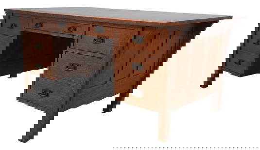 Stickley Mission Oak Arts & Crafts Executive Desk 72" Dovetailed Construction: Stickley Mission Oak Arts & Crafts Executive Desk 72" Dovetailed Construction This impressive Stickley Mission Oak Executive Desk exemplifies the Arts & Crafts style with its quality construction and