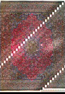 9.7 x 12.7 Handmade Semi Antique Persian Tabriz Rug Red Floral Design: 9.7 x 12.7 Handmade Semi Antique Persian Tabriz Rug Red Floral Design Transform your living space with this stunning 9.7 x 12.7 Authentic Handmade Semi Antique Persian Tabriz Rug. Crafted by skilled P