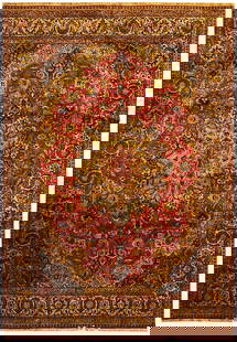 1970s Semi-Antique Persian Tabriz Rug 11'3 x 14'6 Wool Silk Blend: 1970s Semi-Antique Persian Tabriz Rug 11'3 x 14'6 Wool Silk Blend This exquisite Semi-Antique Persian Tabriz Rug, crafted in the 1970s, showcases a stunning array of modern and antique patterns. The r