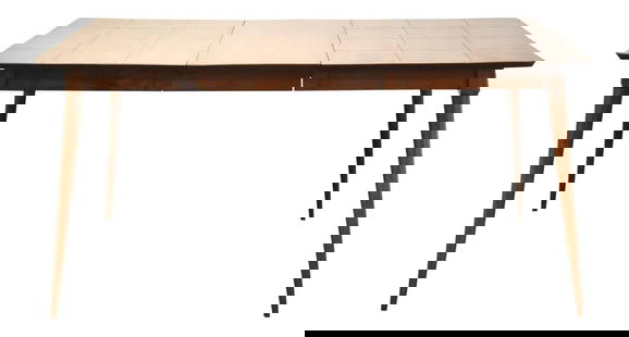 Paul McCobb Style Maple Extendable Dining Table 36 x 47.75 x 30.5: Paul McCobb Style Maple Extendable Dining Table 36 x 47.75 x 30.5 This mid-century modern maple dining table showcases a stylish design reminiscent of Paul McCobb's "Planner Group". With a unique cant