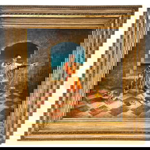 Bruce Hafley Game of Thrones Style Surrealist Painting 29in Framed: Bruce Hafley Game of Thrones Style Surrealist Painting 29in Framed This stunning 'Game of Thrones' style surrealist interior portrait by Bruce Hafley captivates with its modern surrealism and emotiona