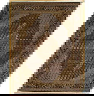 8 x 10.3 Black Wool Silk Tabriz Mahi Area Rug Hand-Knotted: 8 x 10.3 Black Wool Silk Tabriz Mahi Area Rug Hand-Knotted The 8 x 10.3 Wool & Silk Fine Quality Tabriz Mahi Rug in Black epitomizes elegance and craftsmanship. This exquisite rug originates from Tabr