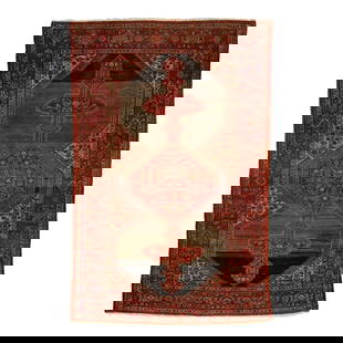 Handmade Persian Malayer Wool Rug Brown Tribal Design 4'5" x 6'7": Handmade Persian Malayer Wool Rug Brown Tribal Design 4'5" x 6'7" This stunning 20th-century handmade Persian Malayer rug showcases a rich brown field adorned with vibrant red and orange accents, crea