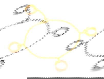 Cartier Trinity 18k Tricolor Gold Charm Bracelet with Certificate: Cartier Trinity 18k Tricolor Gold Charm Bracelet with Certificate Enhance your jewelry collection with this exquisite Cartier Trinity 18k Tricolor Gold Bracelet. Featuring a unique design with four ro