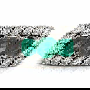 Vintage Art Deco Platinum Emerald Diamond Ring 3.00 Ct: Vintage Art Deco Platinum Emerald Diamond Ring 3.00 Ct This stunning vintage Art Deco ring showcases a luxurious combination of Colombian emeralds and diamonds set in platinum. The ring features three