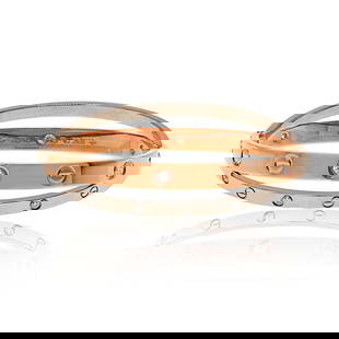 Cartier 18K White Rose Gold Love Bracelet with 12 Diamonds Size 17: Cartier 18K White Rose Gold Love Bracelet with 12 Diamonds Size 17 This exquisite Cartier 18K White and Rose Gold LOVE Bracelet is a true masterpiece from Cartier's iconic LOVE Collection. It is adorn