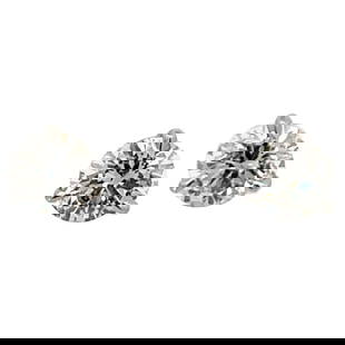 Harbor Diamonds 2.03ct Diamond Stud Earrings G I1 18k White Gold Champagne Setting: Harbor Diamonds 2.03ct Diamond Stud Earrings G I1 18k White Gold Champagne Setting Diamond stud earrings weighing 2.03 Carats, Color G, Clarity I1, in 18 Karat White Gold 3 prong Champagne setting. Wh