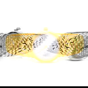 Elegant 18K Yellow Gold Ladies Watch with 88 Diamonds 1.50 Ct: Elegant 18K Yellow Gold Ladies Watch with 88 Diamonds 1.50 Ct This exquisite 18K Yellow Gold Ladies Watch showcases a stunning array of 88 diamonds set in the dial, totaling approximately 1.50 ct. The