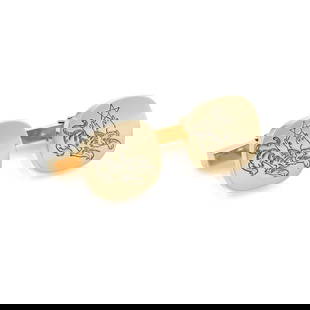 Tiffany & Co. 14k Yellow Gold Vintage Cufflinks Carved Tiger Design: Tiffany & Co. 14k Yellow Gold Vintage Cufflinks Carved Tiger Design These exquisite vintage cufflinks by Tiffany & Co. are crafted from 14k yellow gold with a polished finish. The cufflinks feature ov