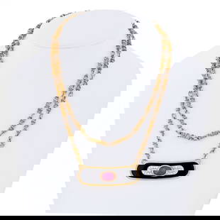 David Webb Ruby Diamond Lacquer Pendant Necklace 36 Inch Platinum 18K Gold: David Webb Ruby Diamond Lacquer Pendant Necklace 36 Inch Platinum 18K Gold This exquisite David Webb pendant necklace features a stunning combination of platinum and 18K yellow gold, showcasing a capt