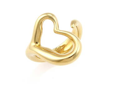 Tiffany & Co. Elsa Peretti 18k Yellow Gold Open Heart Ring Size 5: Tiffany & Co. Elsa Peretti 18k Yellow Gold Open Heart Ring Size 5 This exquisite Tiffany & Co. Elsa Peretti Open Heart Curved Ring is crafted from 18k yellow gold and designed in a size 5. The origina