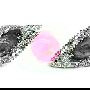 Art Deco Platinum Ruby Diamond Ring Certified Burma No-heat 5.50 Ct: Art Deco Platinum Ruby Diamond Ring Certified Burma No-heat 5.50 Ct This exquisite Art Deco ring features a stunning GEM PARIS Certified Burma No-heat Ruby, weighing approximately 5.50 Ct, surrounded