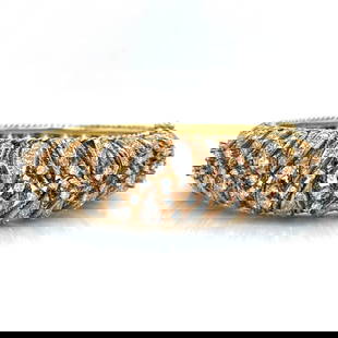 Elegant 18K Yellow Gold Diamond Bangle 6.25 Ct with 211 Diamonds: Elegant 18K Yellow Gold Diamond Bangle 6.25 Ct with 211 Diamonds This exquisite bangle is crafted from luxurious 18K yellow gold and features a stunning array of 211 diamonds, totaling approximately 6